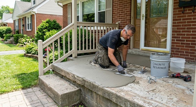 Concrete Porch Resurfacing in West Des Moines, IA